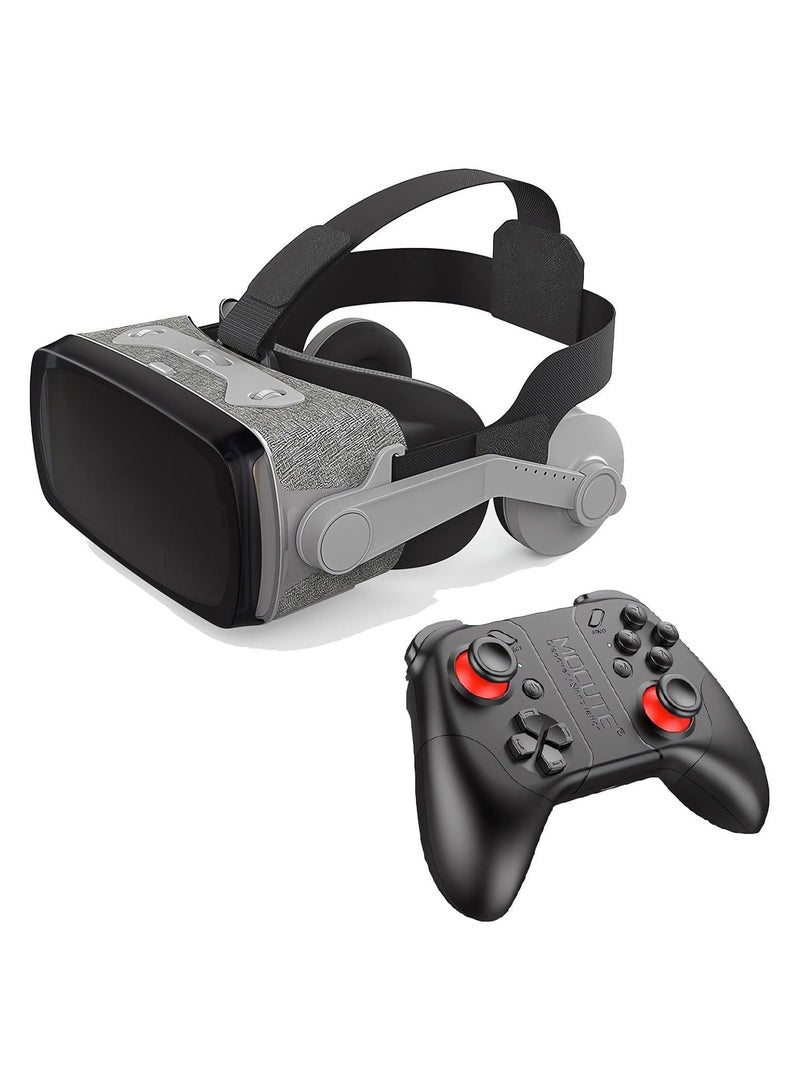 سماعة رأس VR، سماعة VR ثلاثية الأبعاد مع وحدة تحكم عن بُعد، نظارات الواقع الافتراضي VR مجموعة نظارات VR ثلاثية الأبعاد، وحدة تحكم، نظارات VR قابلة للتعديل تدعم الهواتف الذكية بحجم 4.7-6.0 بوصات - Image 1