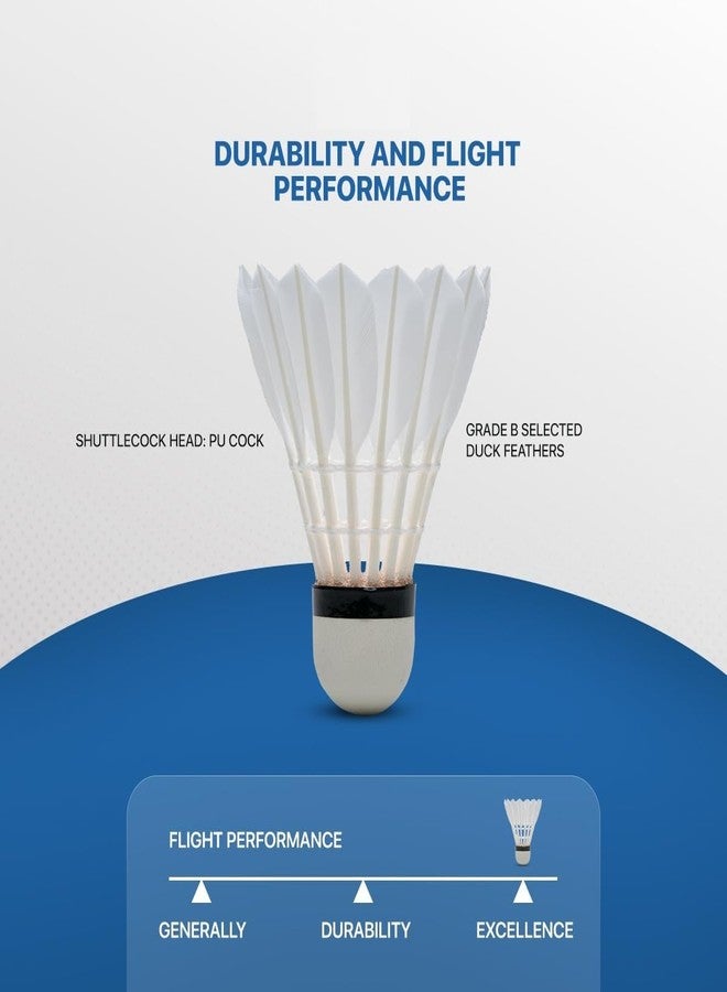 DESCTIDY Feather Badminton Shuttlecock - Speed 76 - Cork Bottom - Tournament Grade - Durable White (Pack of 10 in A Box) - Image 5