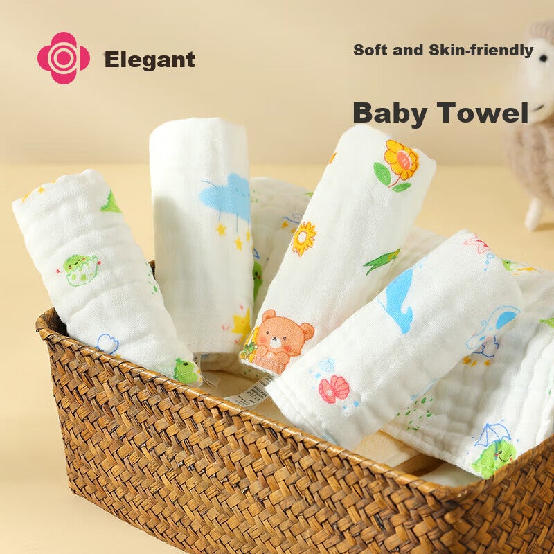 JD Jing Zao Grace Baby Small Towel Class A 6-Layer Gauze Drool Bib Children's Face Washing Square Towel 2525cm 4-Pack - Image 4