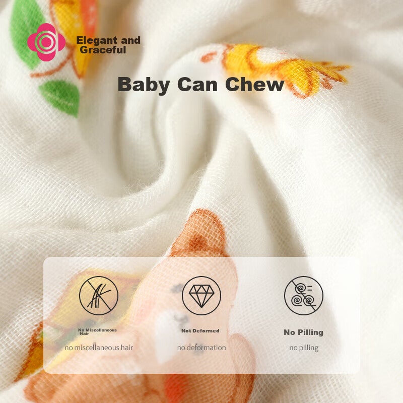 JD Jing Zao Grace Baby Small Towel Class A 6-Layer Gauze Drool Bib Children's Face Washing Square Towel 2525cm 4-Pack - Image 5
