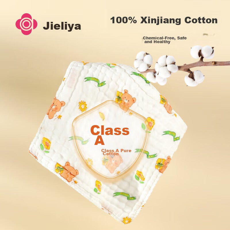 JD Jing Zao Grace Baby Small Towel Class A 6-Layer Gauze Drool Bib Children's Face Washing Square Towel 2525cm 4-Pack - Image 2
