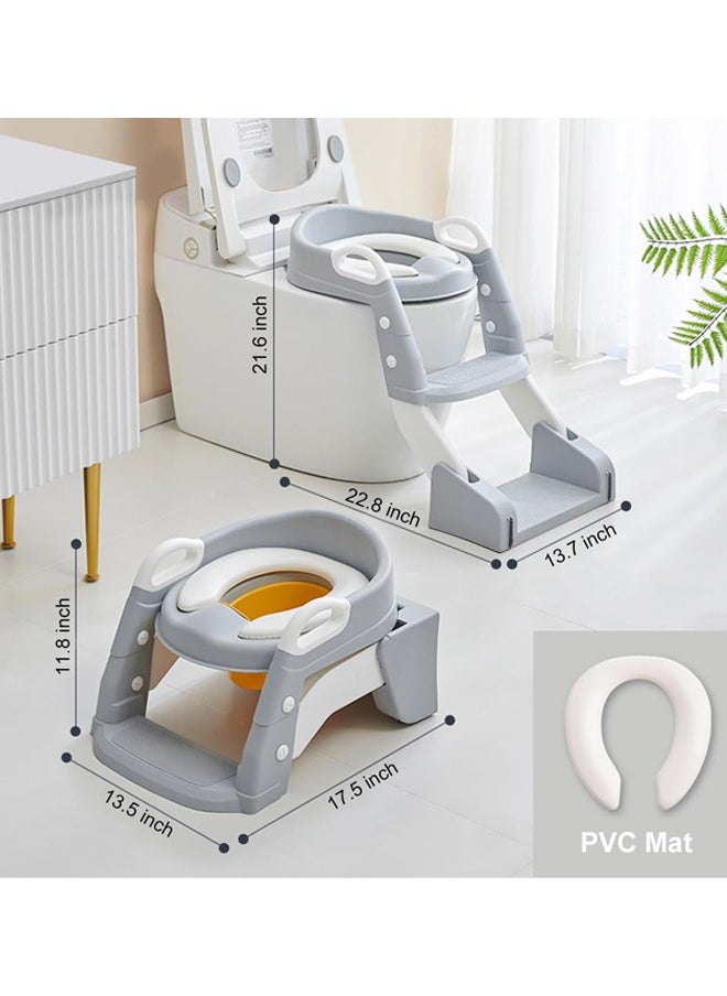 Generic Potty Training Seat with Step Stool Ladder, Potty Training Toilet 2 in 1 Toilet Seat for Boys Girls,Toddler Toilet Seat, Adjustable Step & Seat Height Potty Seats for ,Adjustable Height  Toddler Toilet Seat with Anti-Slip Step Stool Ladder and Soft Cushioned Seat & Splash Guard,  Baby Toddler  Foldable Toilet Training Seat with Waterproof Soft Mat Non-Slip Step Stool,2 Step Ladder Toilet Seat  Non-Slip Wide Step,Toddlers Boys Girls Potty Training Seat Potty Training Toilet Seat  - Image 2