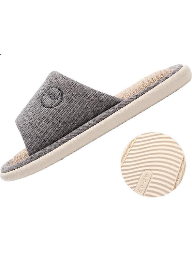 XGGC Four-Season Slippers For Men, Spring And Autumn Home Eva Soft Sole Breathable Cotton And Linen Slippers For Women, Gray, Size 42-43 - Image 1