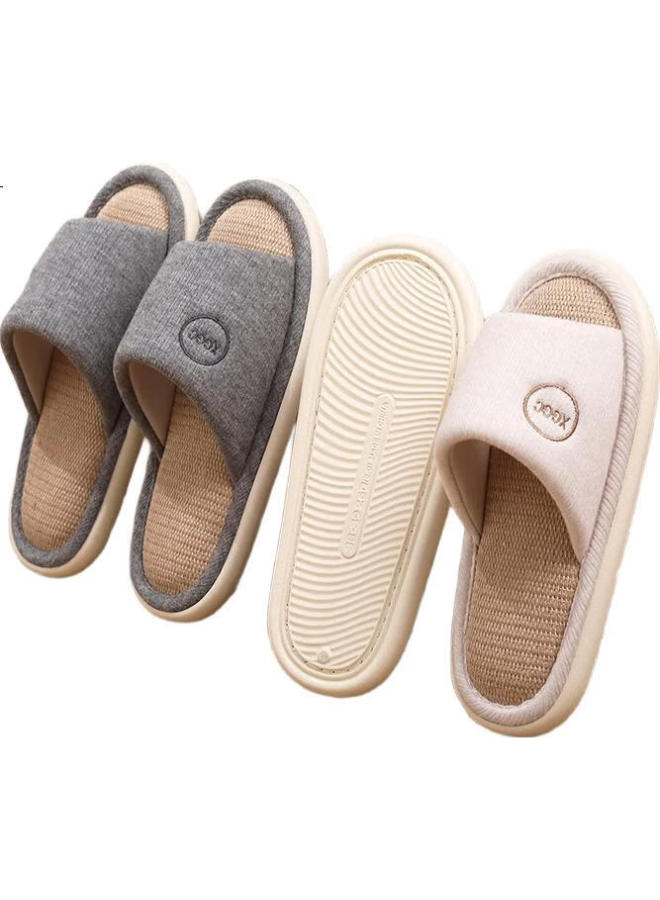 XGGC Four-Season Slippers For Men, Spring And Autumn Home Eva Soft Sole Breathable Cotton And Linen Slippers For Women, Gray, Size 42-43 - Image 2