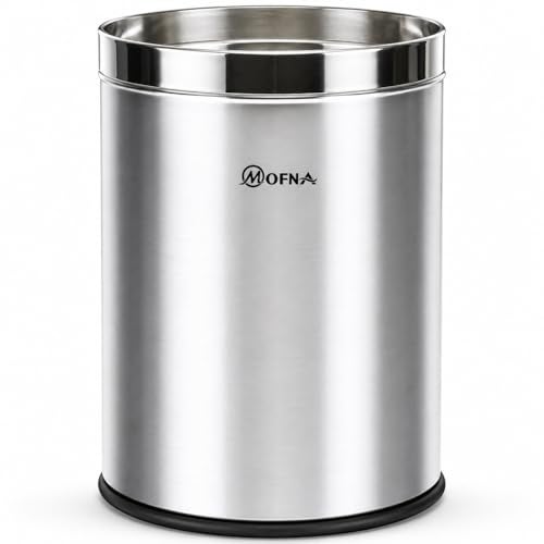 mofna Stainless Steel Open Type Solid Dustbin Without Lid - Recycle Bin, Trash Can, Paper Bin - Modern and Durable Waste Management Solution (10x14 Inch, 18 Liter, Silver) - Image 1