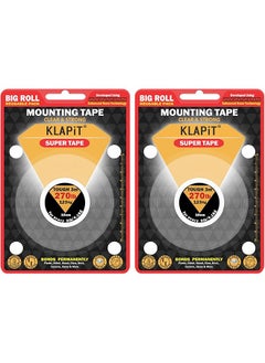 KLAPiT KLAPiT SUPER TAPE Double Sided Heavy Duty Mounting Tape Holds 270 Pounds or 123Kg With Enhanced Nano Technology. Waterproof Clear Tape for Wall, Wood, Tile, Stone, Glass, Metal and Acrylic (2Pc Pack)  - Image 1