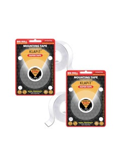 KLAPiT KLAPiT SUPER TAPE Double Sided Heavy Duty Mounting Tape Holds 270 Pounds or 123Kg With Enhanced Nano Technology. Waterproof Clear Tape for Wall, Wood, Tile, Stone, Glass, Metal and Acrylic (2Pc Pack)  - Image 2