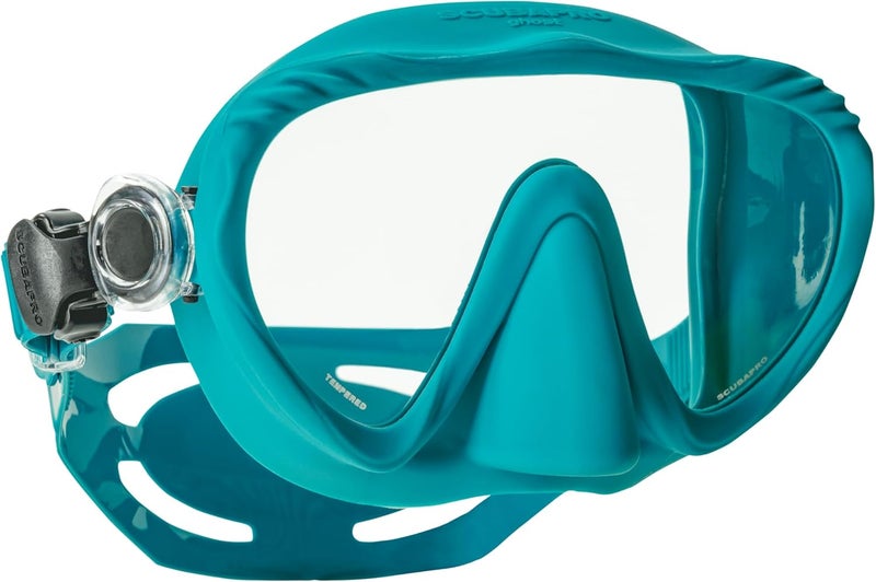 Scubapro SCUBAPRO Ghost Scuba Dive Mask LowVolume Frameless Design wUltra Clear Single Lens Silicone Skirt and EasyAdjust Strap Buckles Turquoise - Image 1