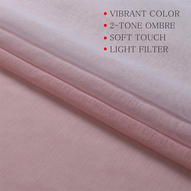 G2000 Sheer Pink and White Ombre Curtains - 84 Inch Long, Light Filtering, Grommet Curtains for Bedroom & Living Room Windows, 2 Panels Set - Image 4