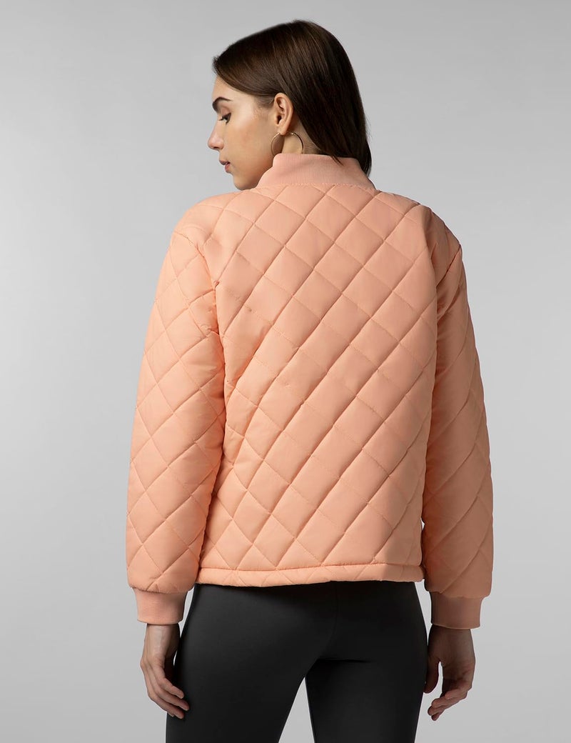 FYLTR Women's Winter Puffer Standard Length Jacket with Patch Pockets - Stylish Boxy Fit | Full Sleeves | Extended Placket | Snap Button | Casual Winterwear for Women, Orange - Image 2