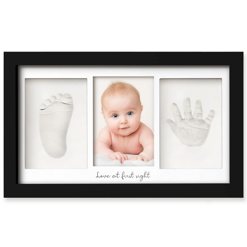 KeaBabies Baby Hand and Footprint Kit - Clay Handprint Keepsake Frame, Newborn Nursery Picture Frame, Personalized New Mom Gifts for Baby Shower & Registry (Onyx Black) - Image 1