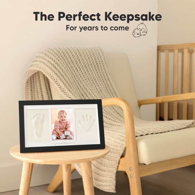 KeaBabies Baby Hand and Footprint Kit - Clay Handprint Keepsake Frame, Newborn Nursery Picture Frame, Personalized New Mom Gifts for Baby Shower & Registry (Onyx Black) - Image 3
