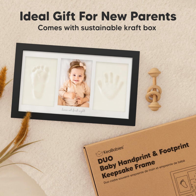 KeaBabies Baby Hand and Footprint Kit - Clay Handprint Keepsake Frame, Newborn Nursery Picture Frame, Personalized New Mom Gifts for Baby Shower & Registry (Onyx Black) - Image 4