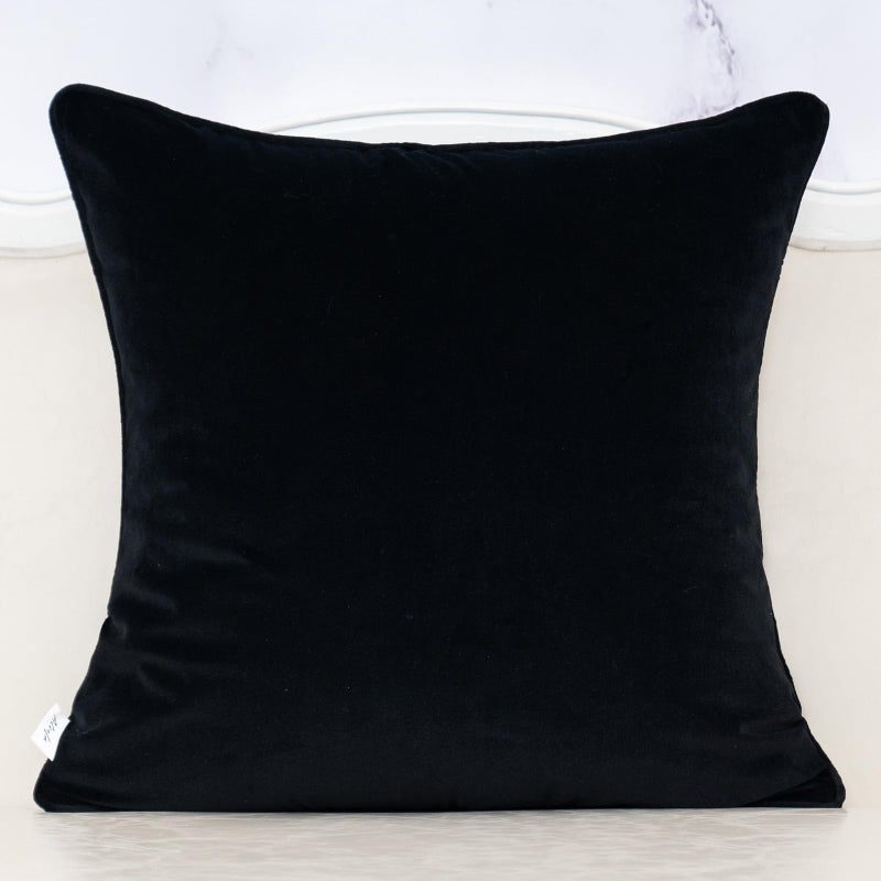 Alerfa Black Throw Pillow Cover 18x18 Inch, Square Cut Velvet Maple Leaf Embroidery Luxury Farmhosue Accent Decorative Pillow Cover for Couch Living Room Bedroom - Image 2