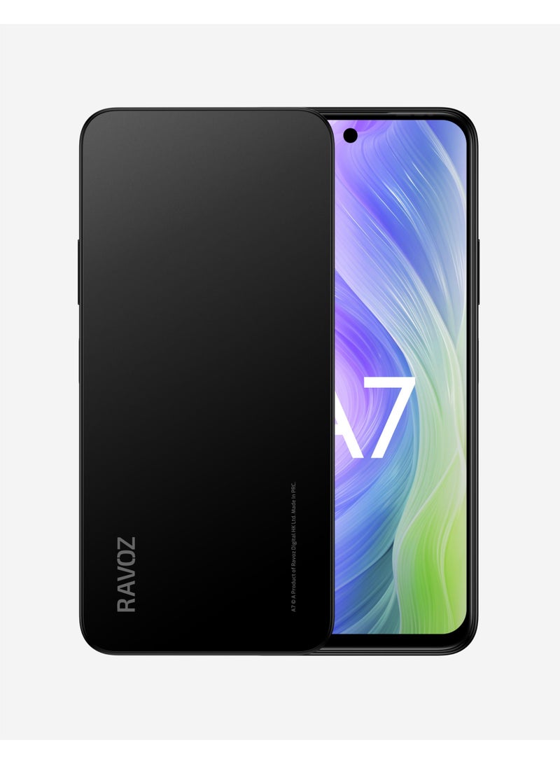 رافوز جوال بدون كاميرا وبدون نظام تحديد المواقع GPS من رافوز A7، بذاكرة  تخزين 256 جيجابايت، ورام يصل الى 16 جيجابايت (8+8)، وبطارية بسعة 5000 مللي أمبير، ويدعم تقنية NFC ومستشعر بصمة جانبي، ونظام Android 15، وشاشة عالية الدقة HD+ مقاس 6.67 انش بمعدل تحديث 120Hz. - Image 1