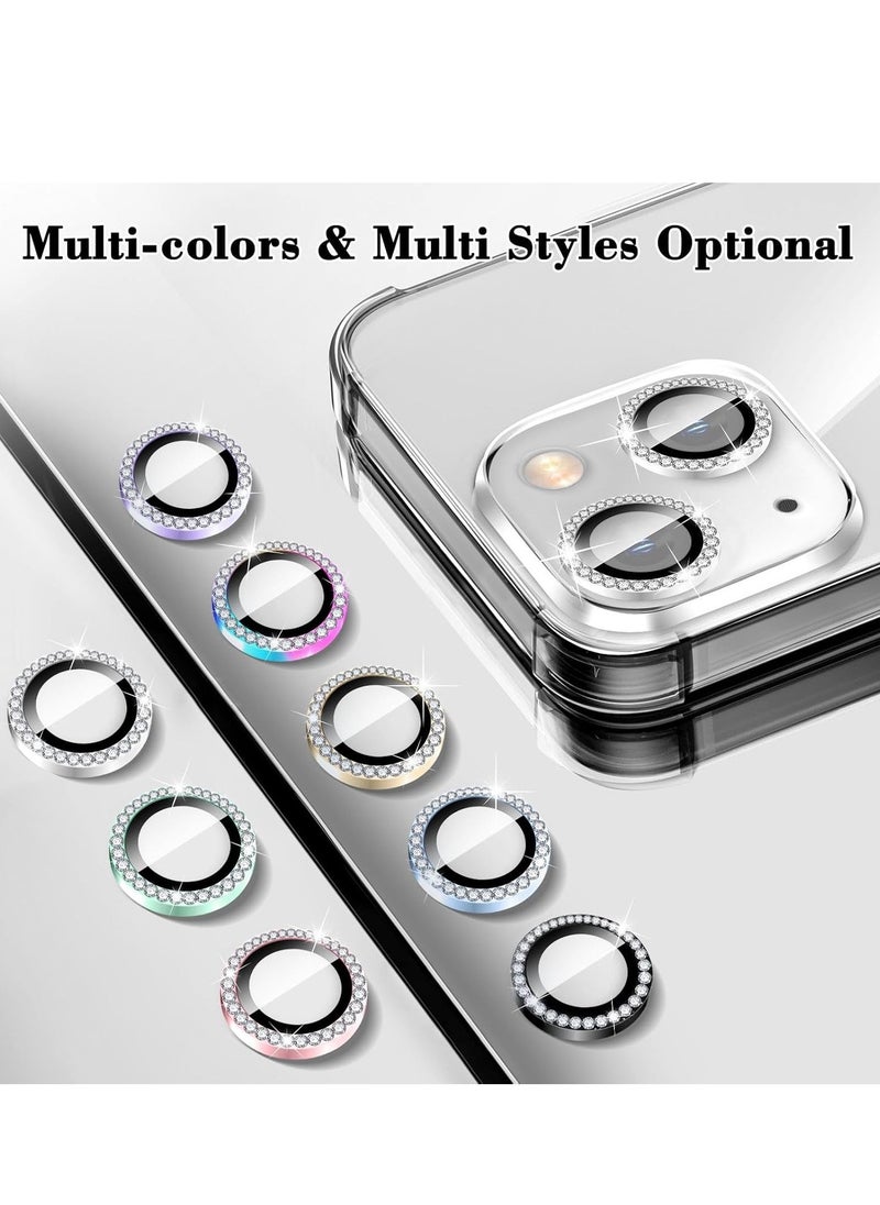 Raxoom "Silver Diamond Camera Lens Protector for iPhone 16/16 Plus â€“ Bling Tempered Glass Cover with Automatic Alignment Metal Rings and Glitter Film Stickers" - Image 2