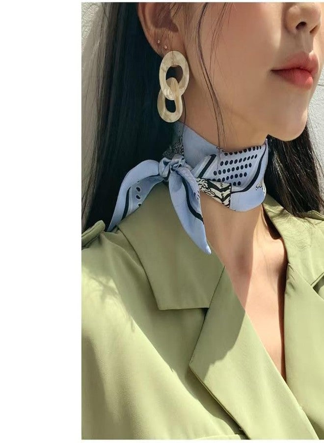 COtheSumay وشاح حريري من التوت من COtheSumay للحقائب اليدوية والحقائب والمحافظ، قطعتان 2 بوصة × 35 بوصة، شريط شعر رفيع، أوشحة عصرية للنساء، لون أزرق زيبرا، 2 بوصة × 35.5 بوصة (90 سم × 5 سم) - Image 3