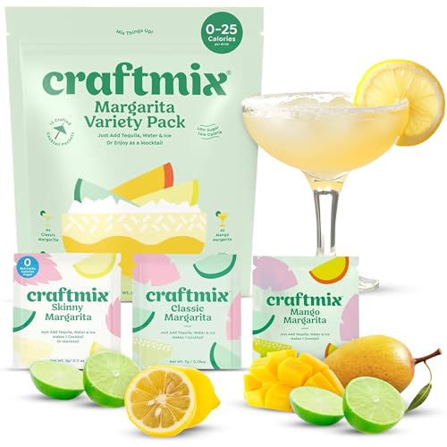 Craftmix باقة متنوعة من مشروبات كرافت ميكس مارغريتا - خلطات كوكتيل وموكتيل، خلطات رفيعة - عبوات نكهة الماء - مصنوعة من فواكه حقيقية - نباتية، منخفضة الكربوهيدرات، منخفضة السكر، غير معدلة وراثيًا، خالية من الألبان، خالية من الغلوتين، 12 عبوة - Image 1