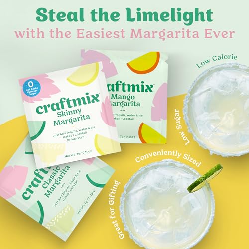 Craftmix باقة متنوعة من مشروبات كرافت ميكس مارغريتا - خلطات كوكتيل وموكتيل، خلطات رفيعة - عبوات نكهة الماء - مصنوعة من فواكه حقيقية - نباتية، منخفضة الكربوهيدرات، منخفضة السكر، غير معدلة وراثيًا، خالية من الألبان، خالية من الغلوتين، 12 عبوة - Image 2
