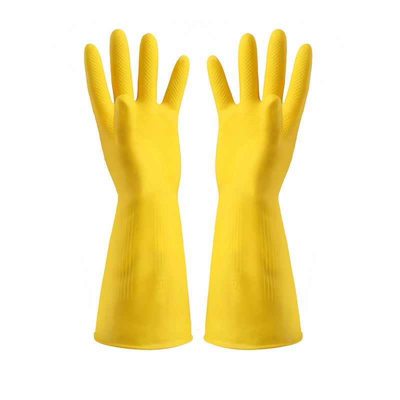 Manmiao Beef Tendon Washing Gloves Rubber Latex Gloves Work Laundry Waterproof Anti-scalding Rubber Household Kitchen Labor Protection Beef rib color (pvc) thickened version 78-85g
