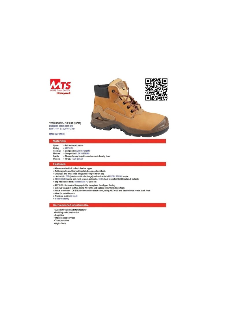 Honeywell MTS By Honeywell Professionals Engineers Leather ESD Protected Safety Shoes Mesh Breathable Lightweight Comfortable Steel Toe Industrial Construction Slip Resistant Boot U.E 40  UK 6.5  - Image 3