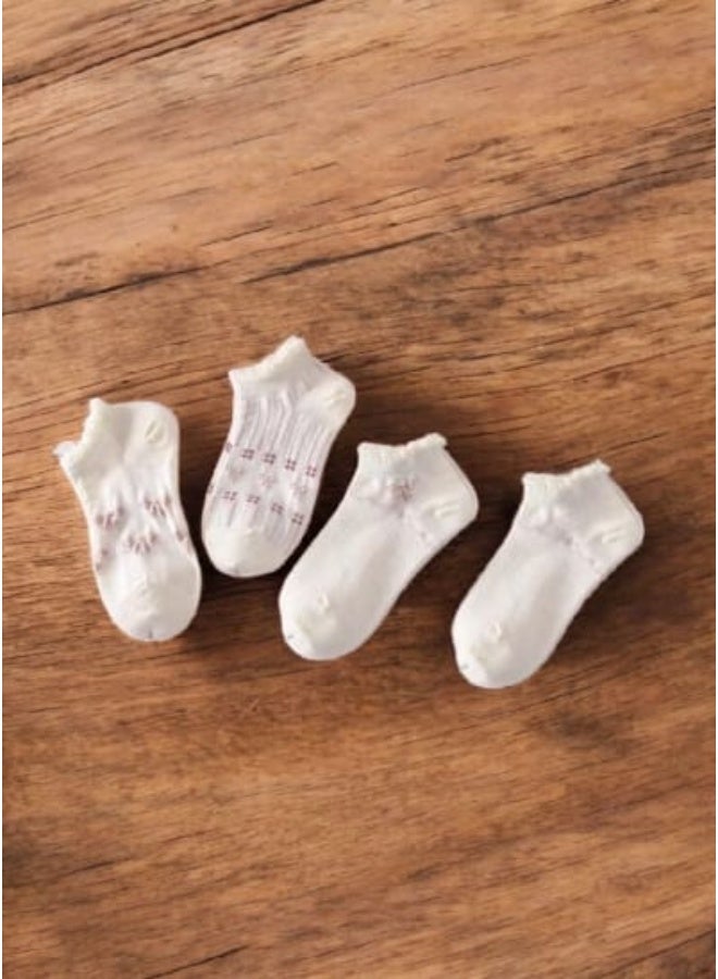 Women’s Ankle Socks – 4 Pairs Cotton Floral Embroidered Socks with Sunflower Design – Soft & Stylish Everyday Socks  - Image 2