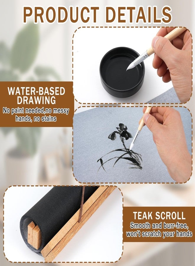 AIHSUMC 2 Pieces Kids Magic Water Drawing Poster, Reusable Mess-Free Water Doodle Mat with Teak Wood Frame, Large Water Painting Cloths Included, Educational Art Toy Gift for Toddlers Boys & Girls - Image 3