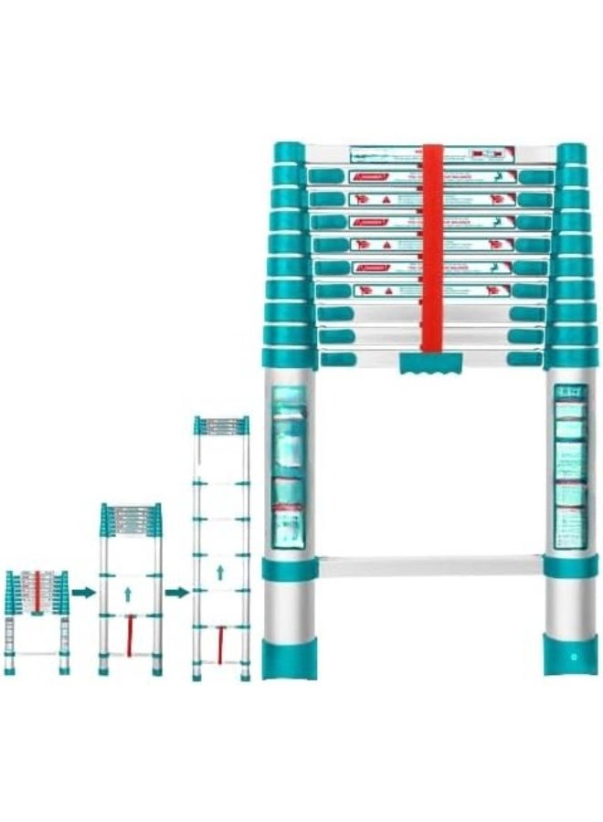Telescopic Ladder 10 Steps – Aluminum, 150kg Load Capacity, Safe & Portable