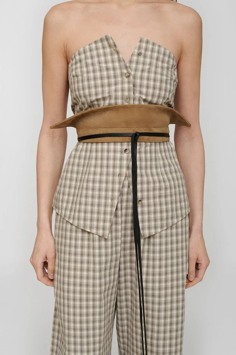 Nanushka Suede Belt With Collar Detail