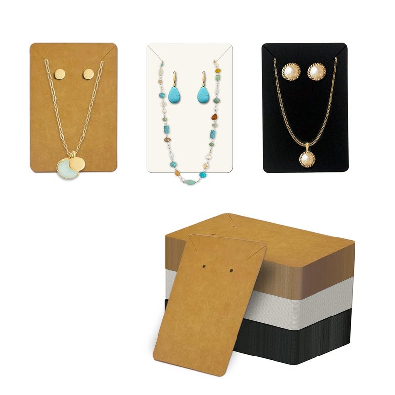 DEEPTAGS Jewellery Display Cards for Bracelet Jewelry Necklace in BlackBrownWhite 150 PCS 50 Each
