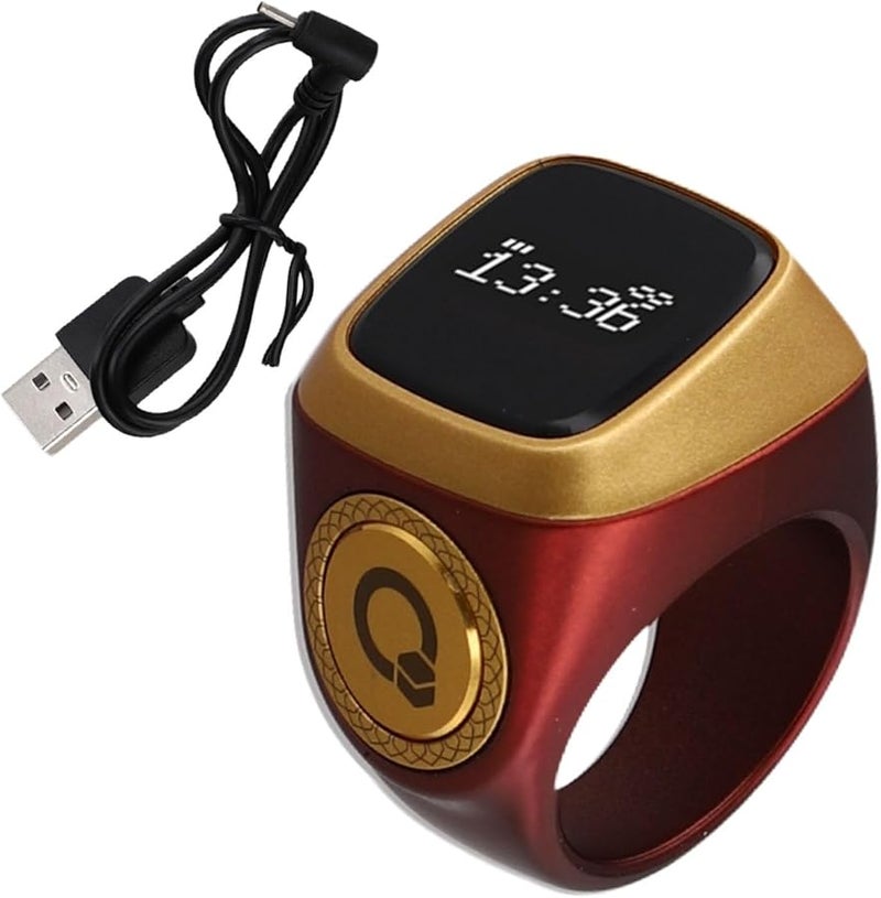 Smart Ring with Display Waterproof Digital Tasbih Counter Vibration Prayer Time Reminder 18mm Curry Color - Image 3
