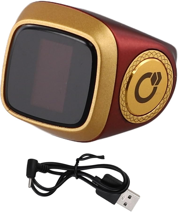 Smart Ring with Display Waterproof Digital Tasbih Counter Vibration Prayer Time Reminder 18mm Curry Color - Image 5