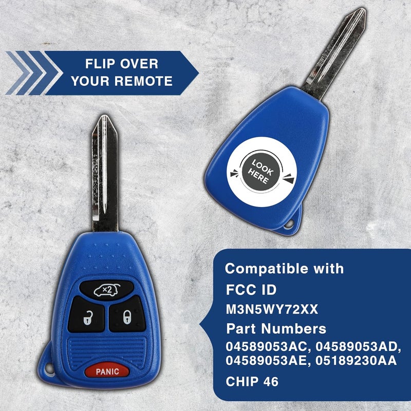 KeylessOption Keyless Entry Remote 4btn Navy Key Fob for Chrysler Jeep (M3N5WY72XX) - Image 3