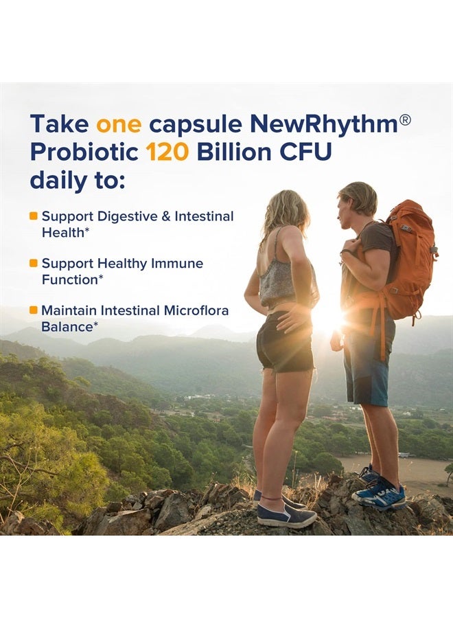 NewRhythm Probiotics 120 Billion CFU 36 Strains, 3-in-1 Digestive & Immune Support with Prebiotics & Enzymes, Targeted Release, Stomach Acid Resistant, No Refrigeration, Non-GMO, Vegan,Capsule - Image 5