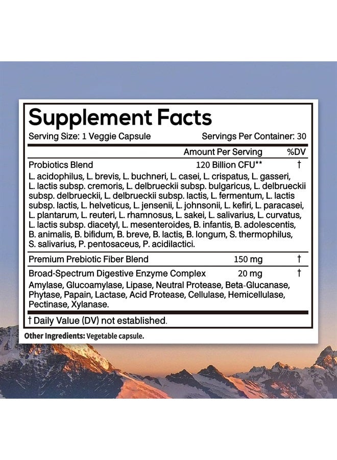 NewRhythm Probiotics 120 Billion CFU 36 Strains, 3-in-1 Digestive & Immune Support with Prebiotics & Enzymes, Targeted Release, Stomach Acid Resistant, No Refrigeration, Non-GMO, Vegan,Capsule - Image 2
