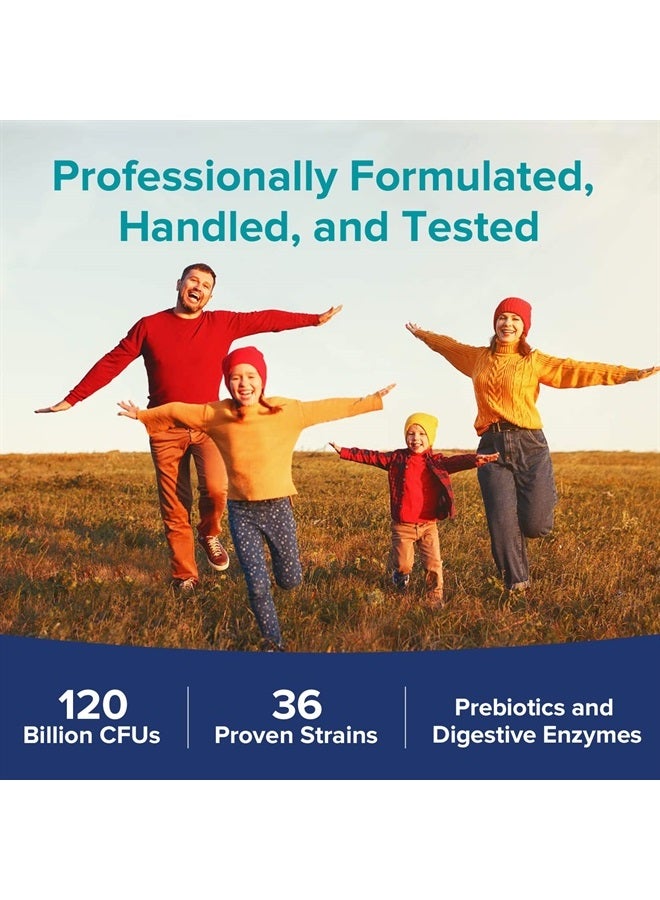 NewRhythm Probiotics 120 Billion CFU 36 Strains, 3-in-1 Digestive & Immune Support with Prebiotics & Enzymes, Targeted Release, Stomach Acid Resistant, No Refrigeration, Non-GMO, Vegan,Capsule - Image 3
