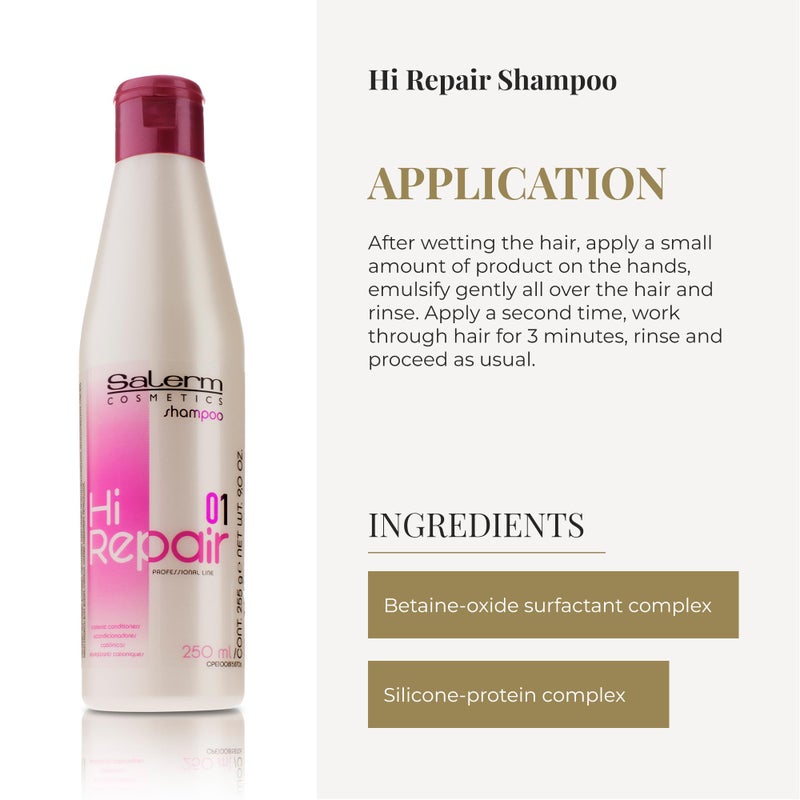 SALERM - Repair Shampoo - Hi Repair Shampoo - 250 ml - Deep Hydration for Damaged Hair - Repairs and Rejuvenates - Shinier and Softer Hair - Immediate Effect - Image 4