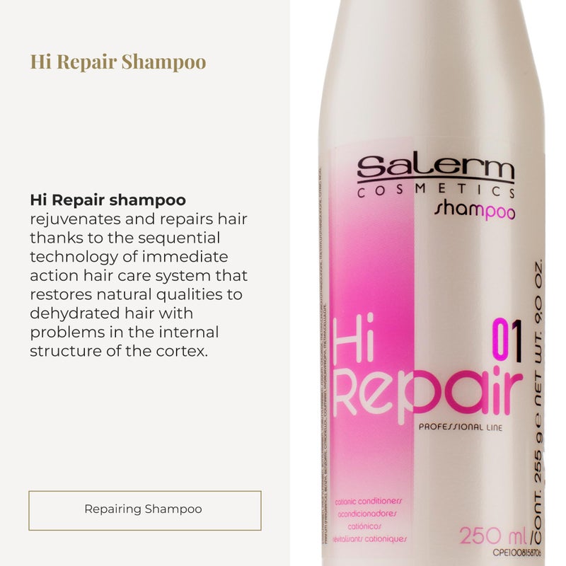 SALERM - Repair Shampoo - Hi Repair Shampoo - 250 ml - Deep Hydration for Damaged Hair - Repairs and Rejuvenates - Shinier and Softer Hair - Immediate Effect - Image 2