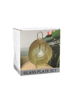 A set of 6 pieces glass dessert plates with a metal stand Clear 15 cm - pzsku/Z60148F7D0966D0C66366Z/45/_/1739785440/9b5874bf-f15b-48e0-88c5-505b243d94cc