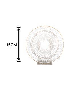 A set of 6 pieces glass dessert plates with a metal stand Clear 15 cm - pzsku/Z60148F7D0966D0C66366Z/45/_/1739785449/3746c8a0-7a61-48e3-9a3d-2536f9ff480a