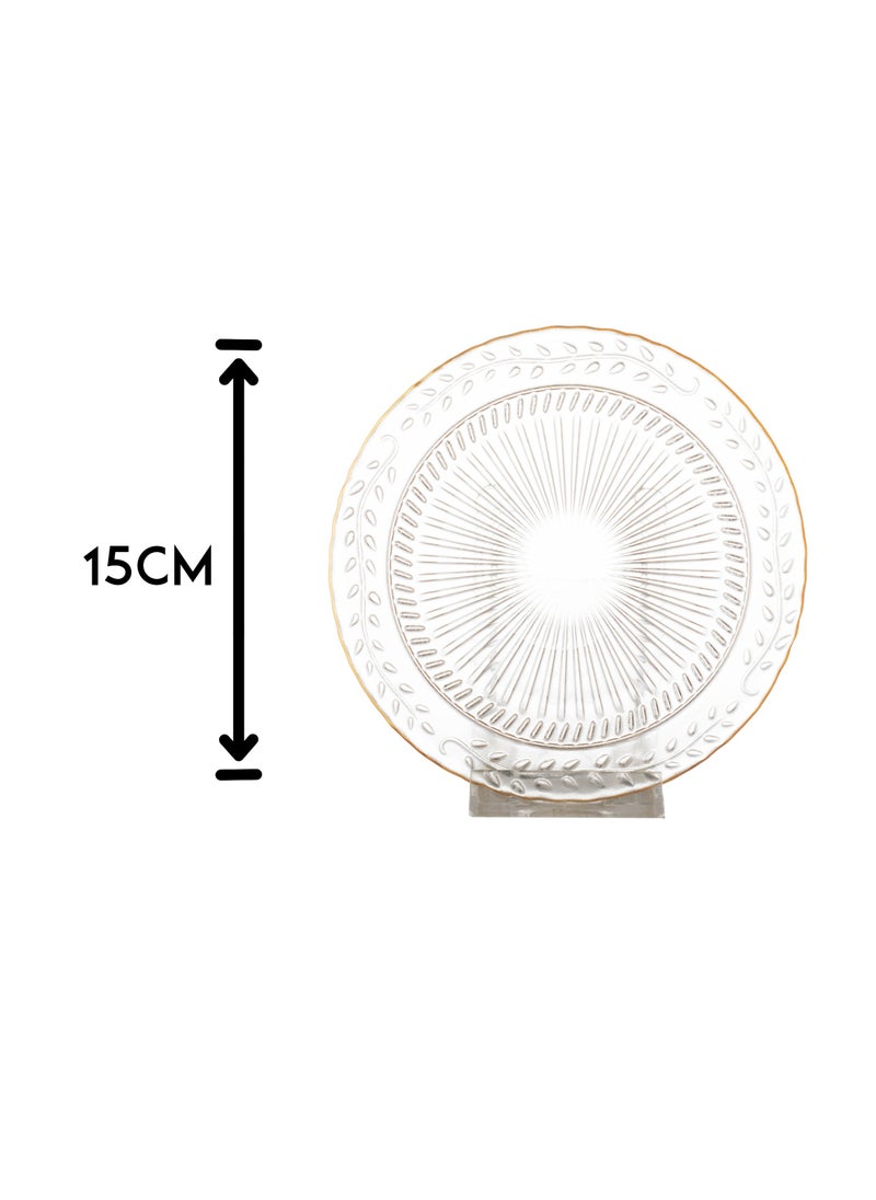 Dania A set of 6 pieces glass dessert plates with a metal stand Clear 15 cm  - Image 5