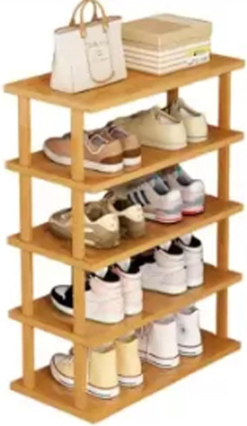 LINGWEI 4,5,6-Tier Bamboo Shoe Rack Organizer, 100% Natural Bamboo, Multi-Size Entryway Shoe Shelf for Home, Hallway & Closet – Space-Saving Durable Storage Stand (5-Floor) - Image 4