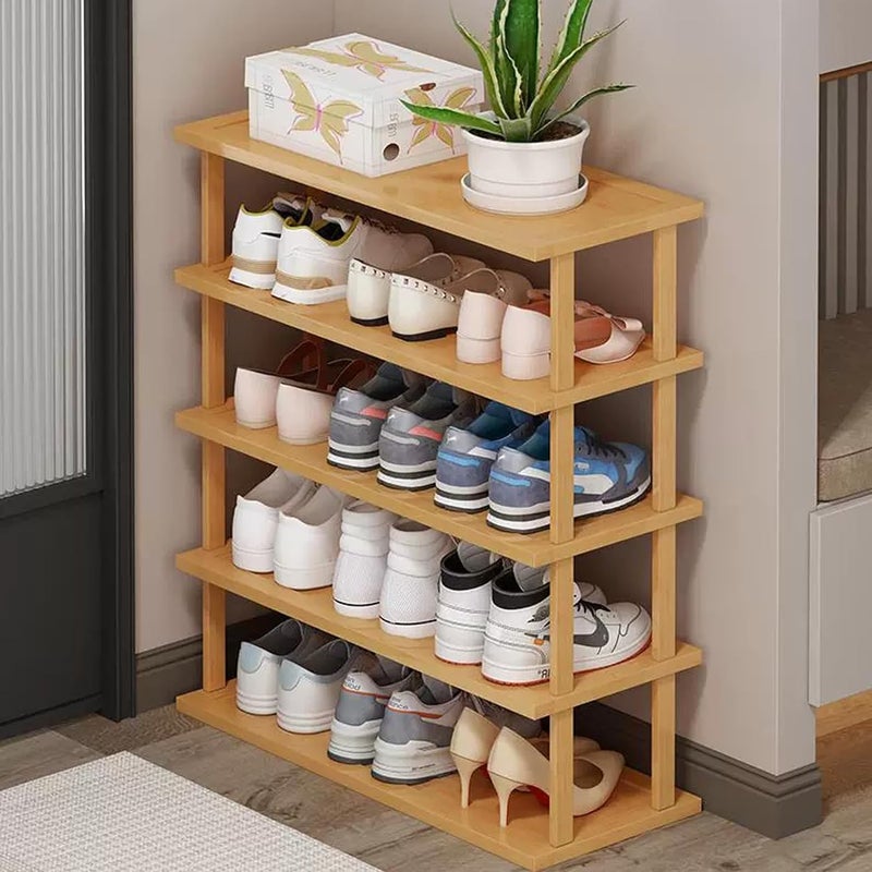 LINGWEI 4,5,6-Tier Bamboo Shoe Rack Organizer, 100% Natural Bamboo, Multi-Size Entryway Shoe Shelf for Home, Hallway & Closet – Space-Saving Durable Storage Stand (5-Floor) - Image 5