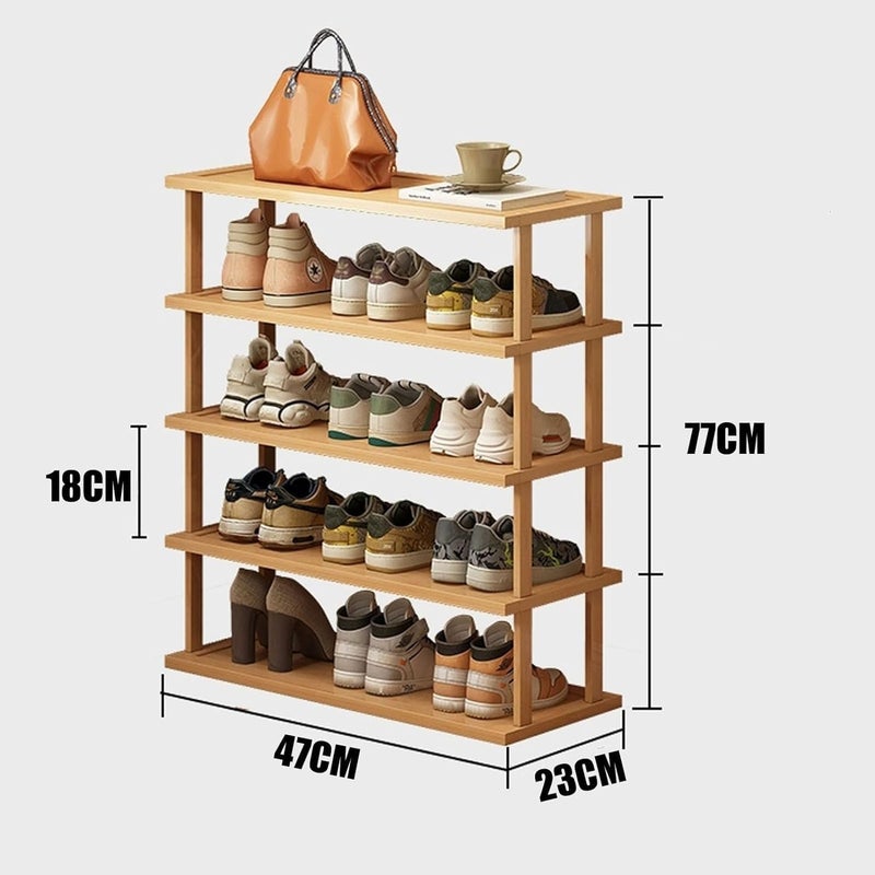 LINGWEI 4,5,6-Tier Bamboo Shoe Rack Organizer, 100% Natural Bamboo, Multi-Size Entryway Shoe Shelf for Home, Hallway & Closet – Space-Saving Durable Storage Stand (5-Floor) - Image 2