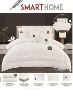 SMART HOME Winter double bed sheet 5 pieces embroidered double-sided system velvet face and fur face, single size 180x240 cm, the sheet fits a bed size 120X200 cm  - Image 1