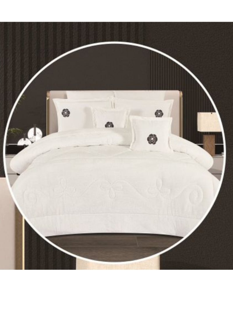 SMART HOME Winter double bed sheet 5 pieces embroidered double-sided system velvet face and fur face, single size 180x240 cm, the sheet fits a bed size 120X200 cm  - Image 2