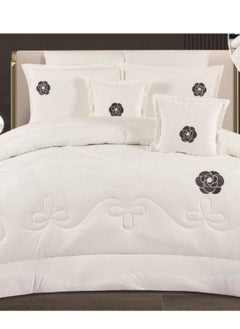 SMART HOME Winter double bed sheet 5 pieces embroidered double-sided system velvet face and fur face, single size 180x240 cm, the sheet fits a bed size 120X200 cm  - Image 3