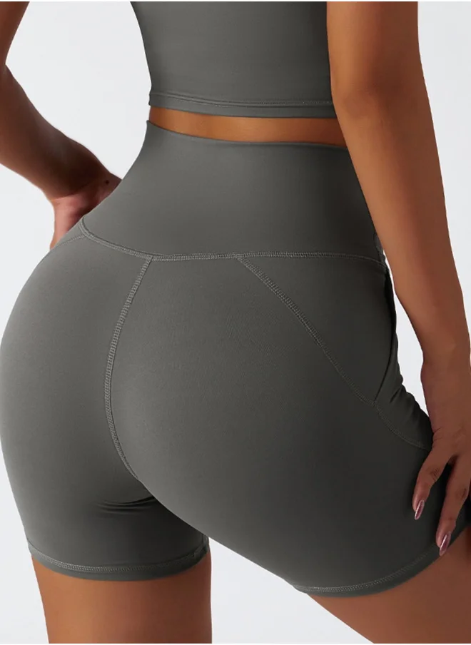 KAWN.YOGA KAWN YOGA Womens High Waist Contour Seamless Workout Sport Yoga Shorts Tummy Control With Pockets.
