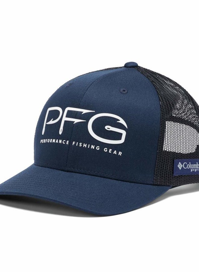Columbia pfg hooks snap back ball cap, breathable, adjustable- one size- collegiate navy, white pfg - Image 1