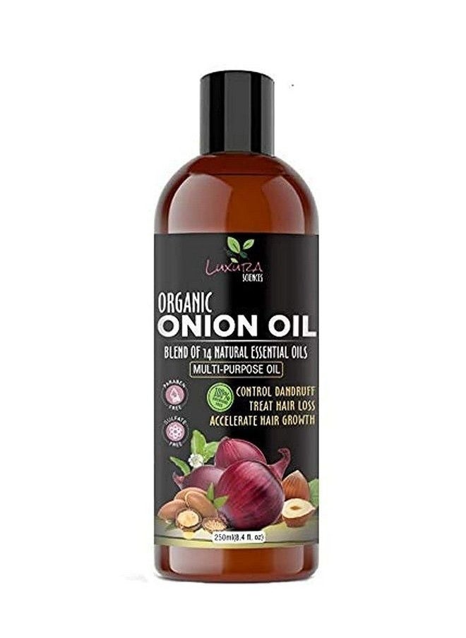 Luxura Sciences 250 Ml Onion Hair Oil With 14 Essential Oils Multipurpose Hair Growth Oil/Serum For Complete Hair Treatment With Argan Bhringraj Hibiscus Sesameamlasweet Almond Olive And More (1)  - Image 1